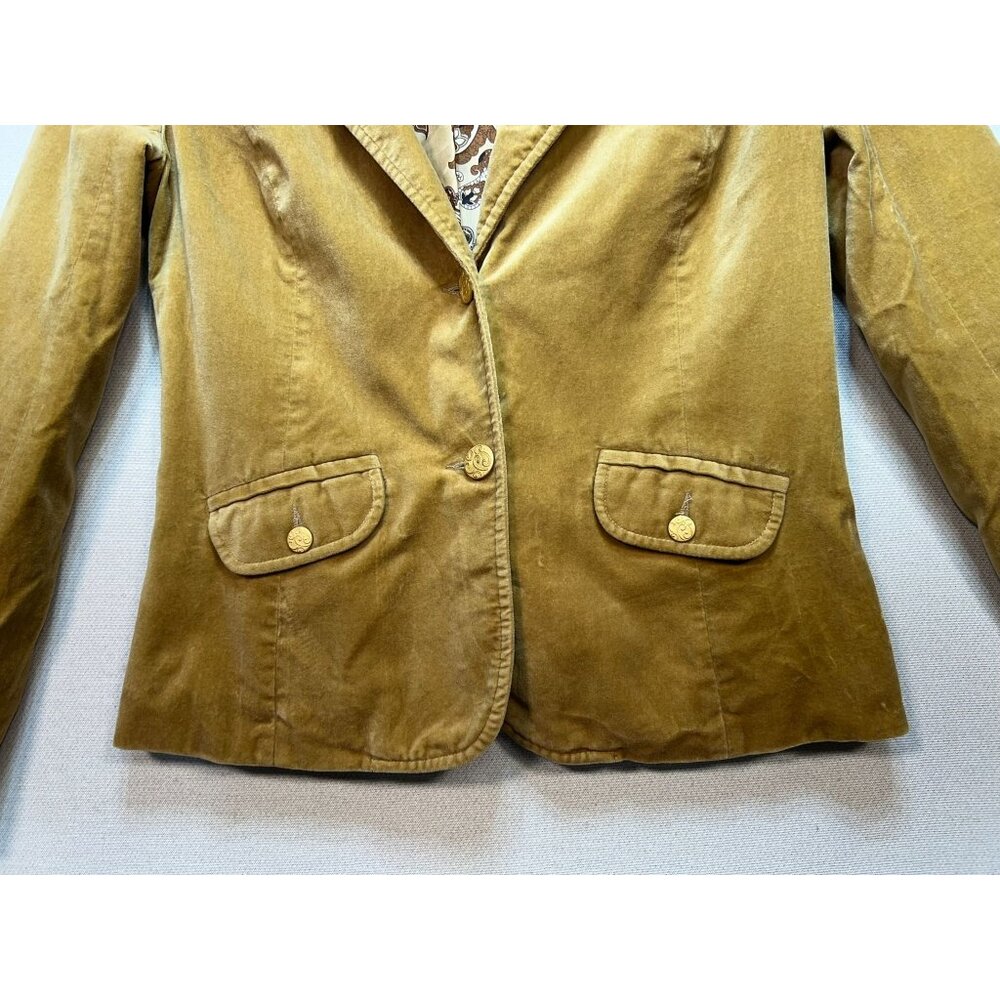 Old Navy Women's Velvet 2 Button Blazer Jacket Long Sleeve Size S Khaki Tan - Picture 7 of 11